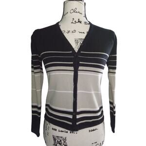 Style & Co 100% Cotton Striped Button Front Cardigan Sweater XS Petite Academia